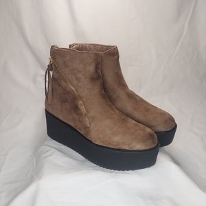NWT taupe suede platform booties.